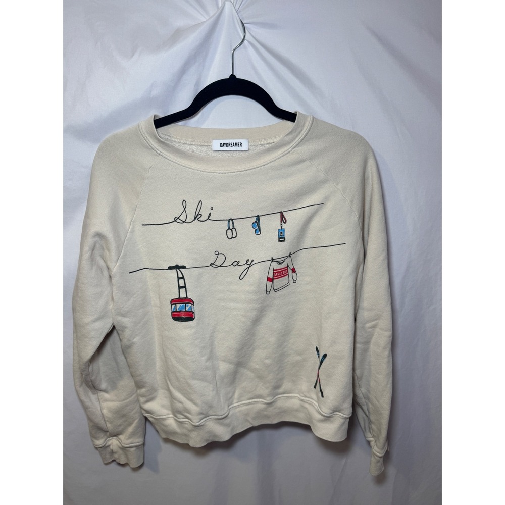 Daydreamer Ski Day Raglan Sweatshirt Womens S Cream Apres Ski Graphic